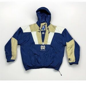Vintage Starter Notre Dame Fighting Irish Jacket Men's Size XXL Navy Blue Gold